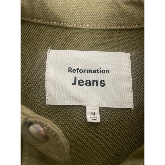 Reformation Jeans Ace Oversized Shirt Jacket in Olive/ Dried Herb  Size Medium - Picture 7 of 9